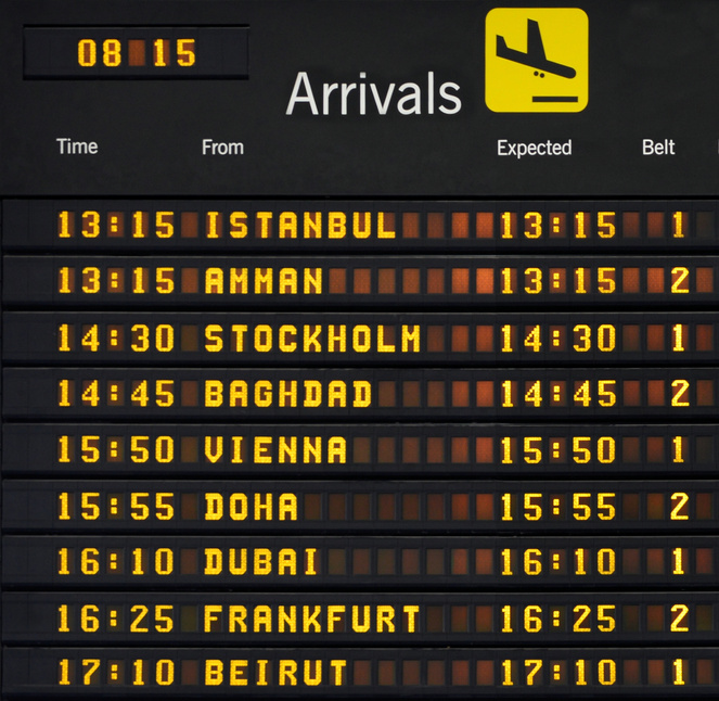 Arrivals Board, Middle East